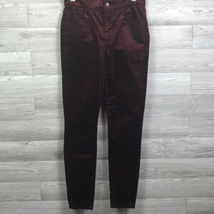 NWT Splendid Velvet Burgundy Velvet Stretch Skinny Pants 26 New Red Crushed